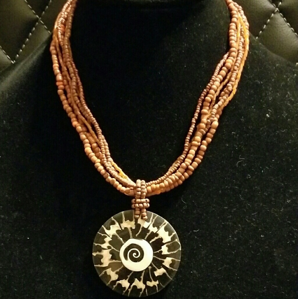 Semiprecious Beaded Medallion Necklace